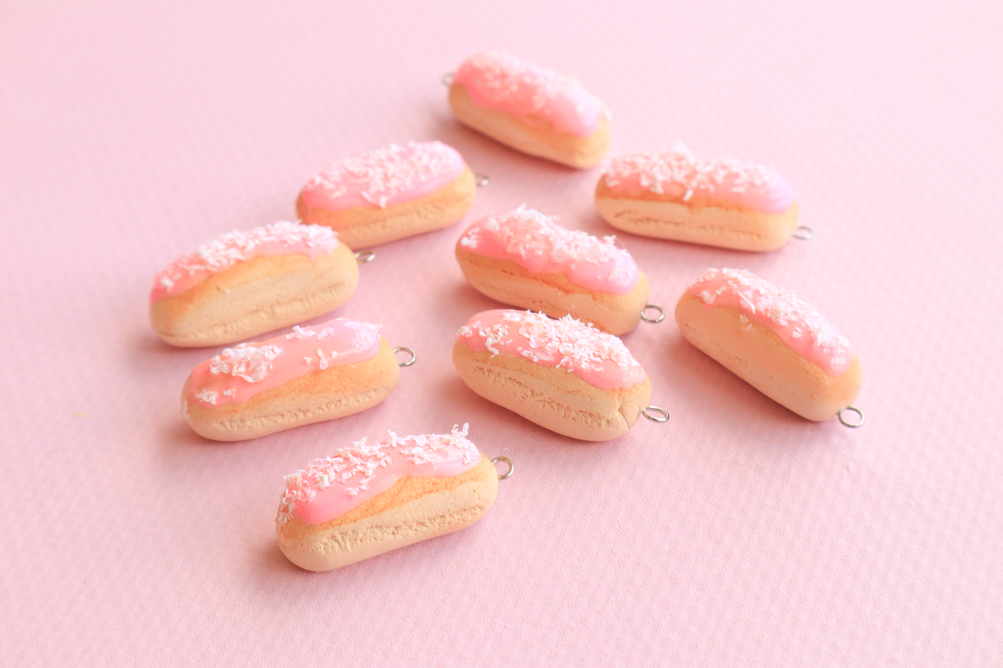 Realistic Iced finger bun | pink bun earrings