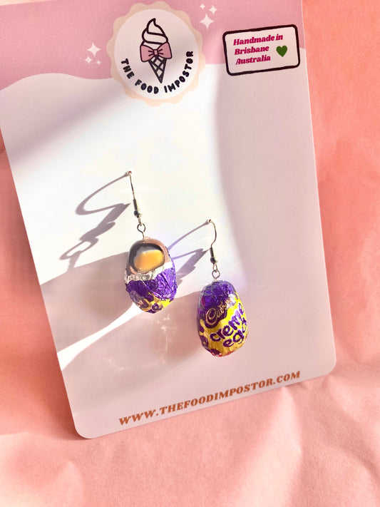 NEW! Hyper realistic CREME EGG Earrings with real foil ⭐️🍫🐰