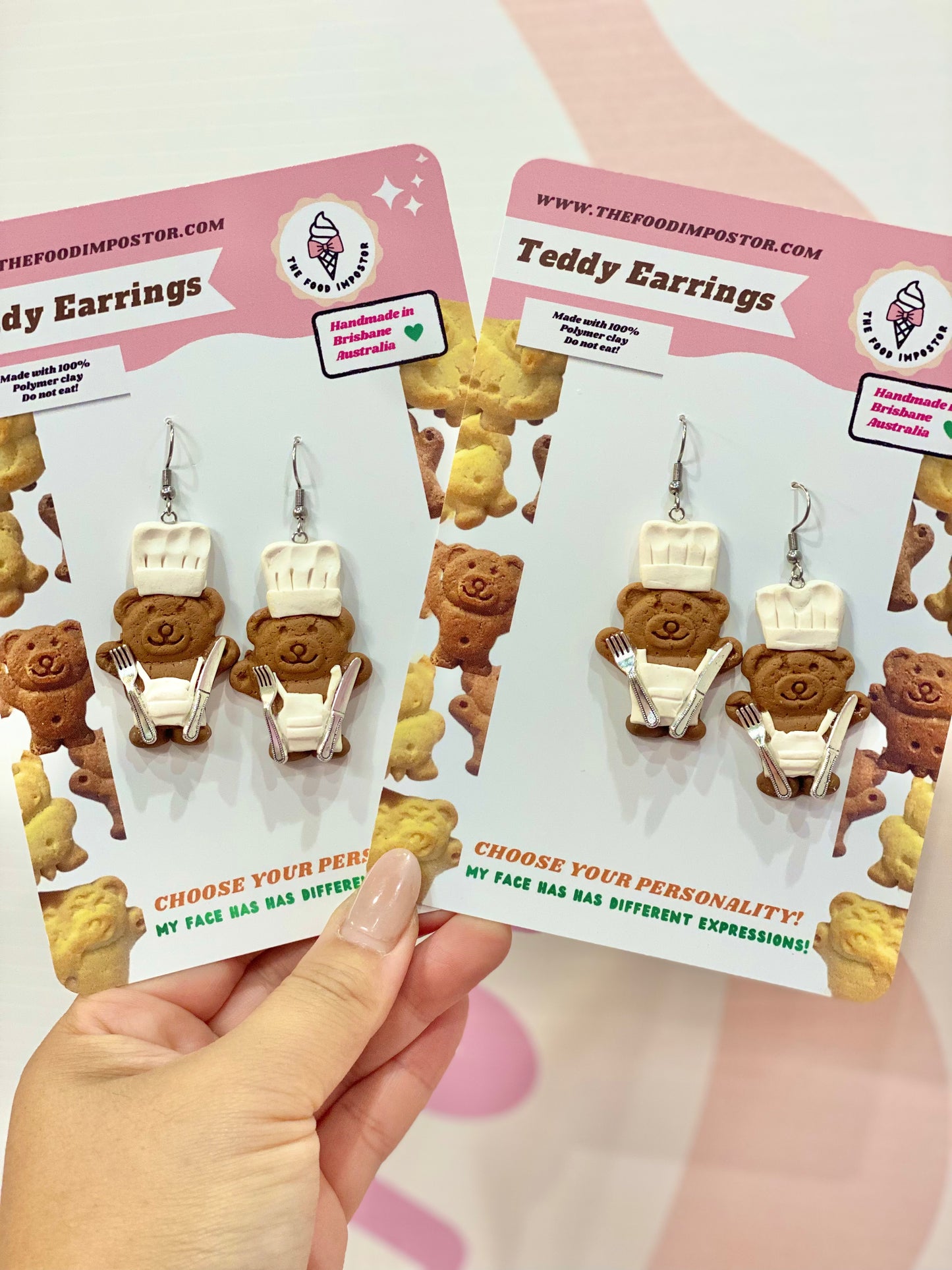 NEW! PRE-ORDER Little Tiny Teddy Chef Earrings