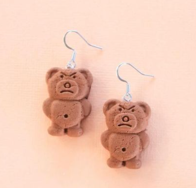 Grumpy Tiny Teddy Earrings Matching set