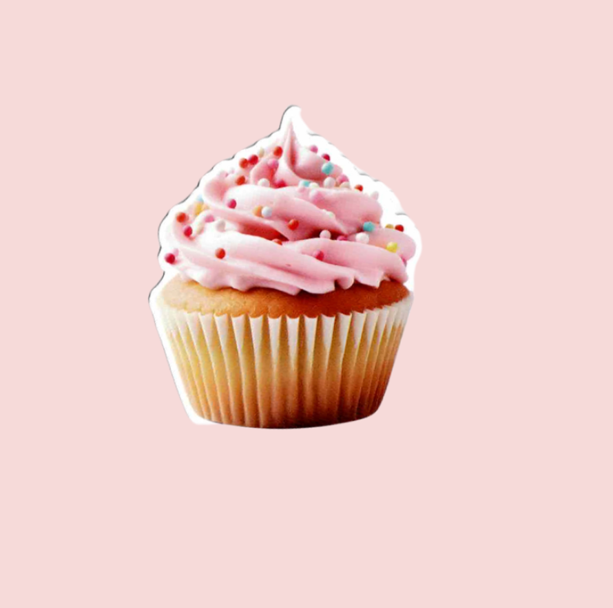 Pink Cupcake Vinyl Sticker