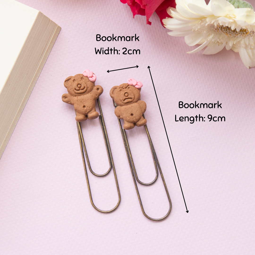 Grumpy Teddy BOOK MARK with Cute Bow