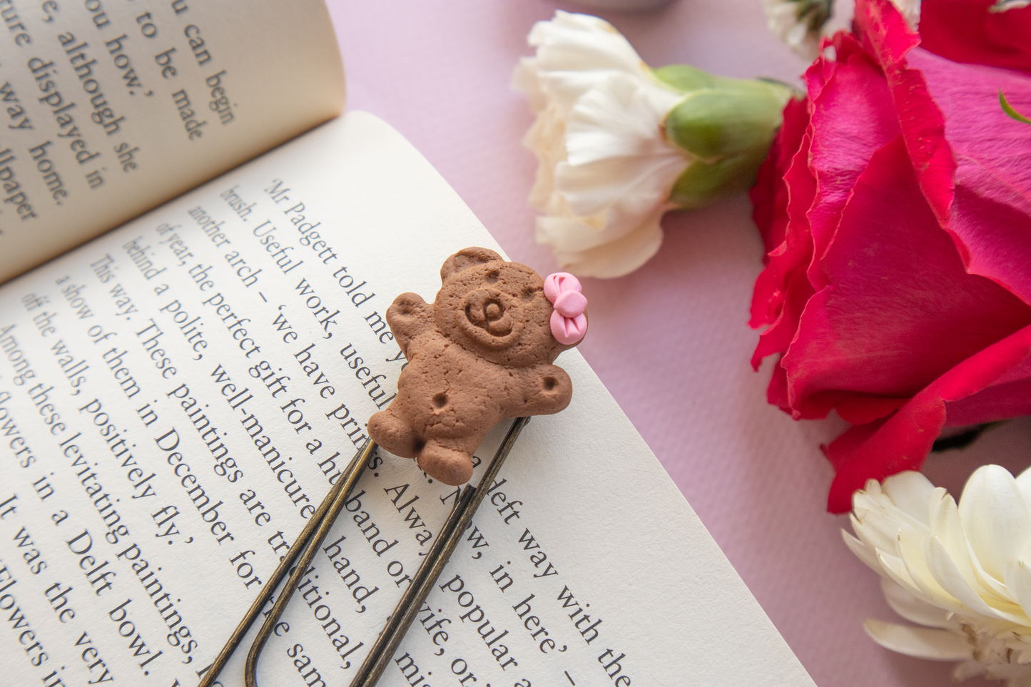 Cute Pink Bow Teddy BOOK MARK