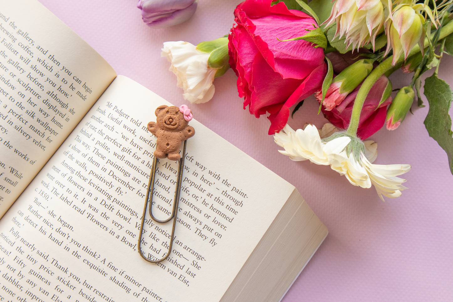 Cute Pink Bow Teddy BOOK MARK