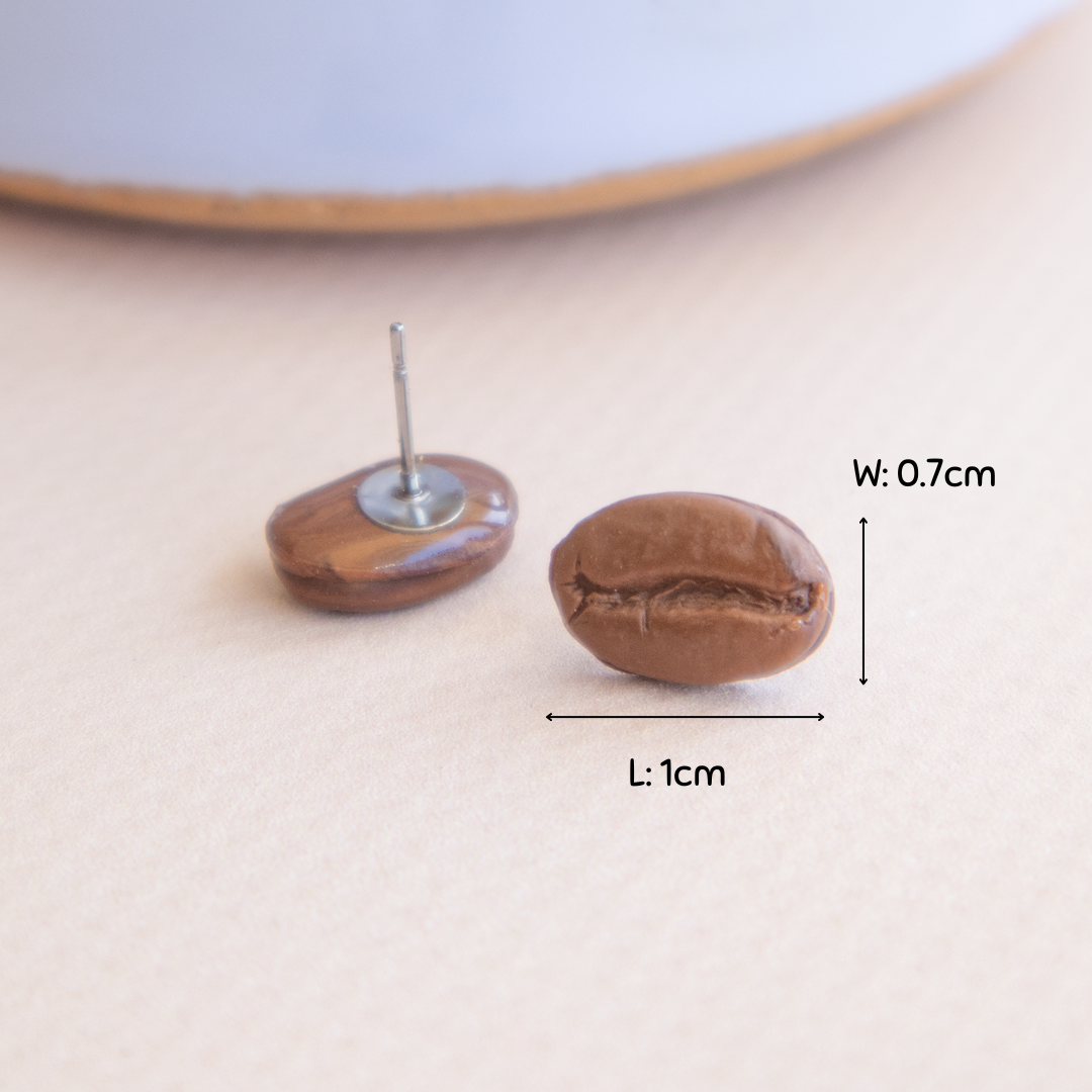 Super REALISTIC COFFEE BEAN stud earrings