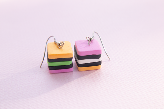 LIQUORICE ALLSORT EARRINGS - mismatched fun!