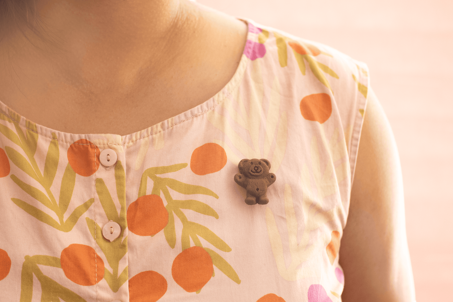Teddy Cookie Brooch - Happy Face