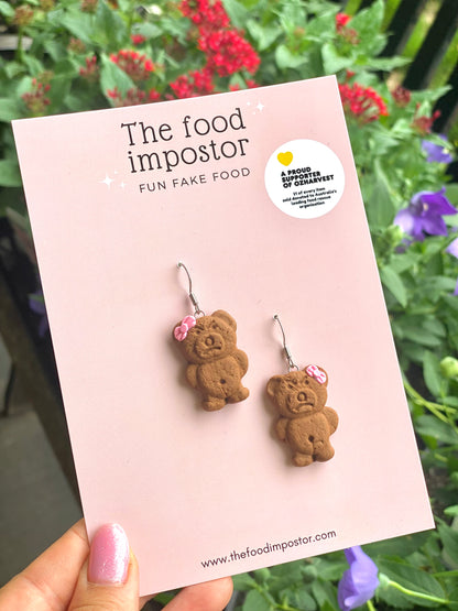 TINY TEDDY HAPPY & CHEEKY EARRINGS/BROOCH/KEYCHAIN