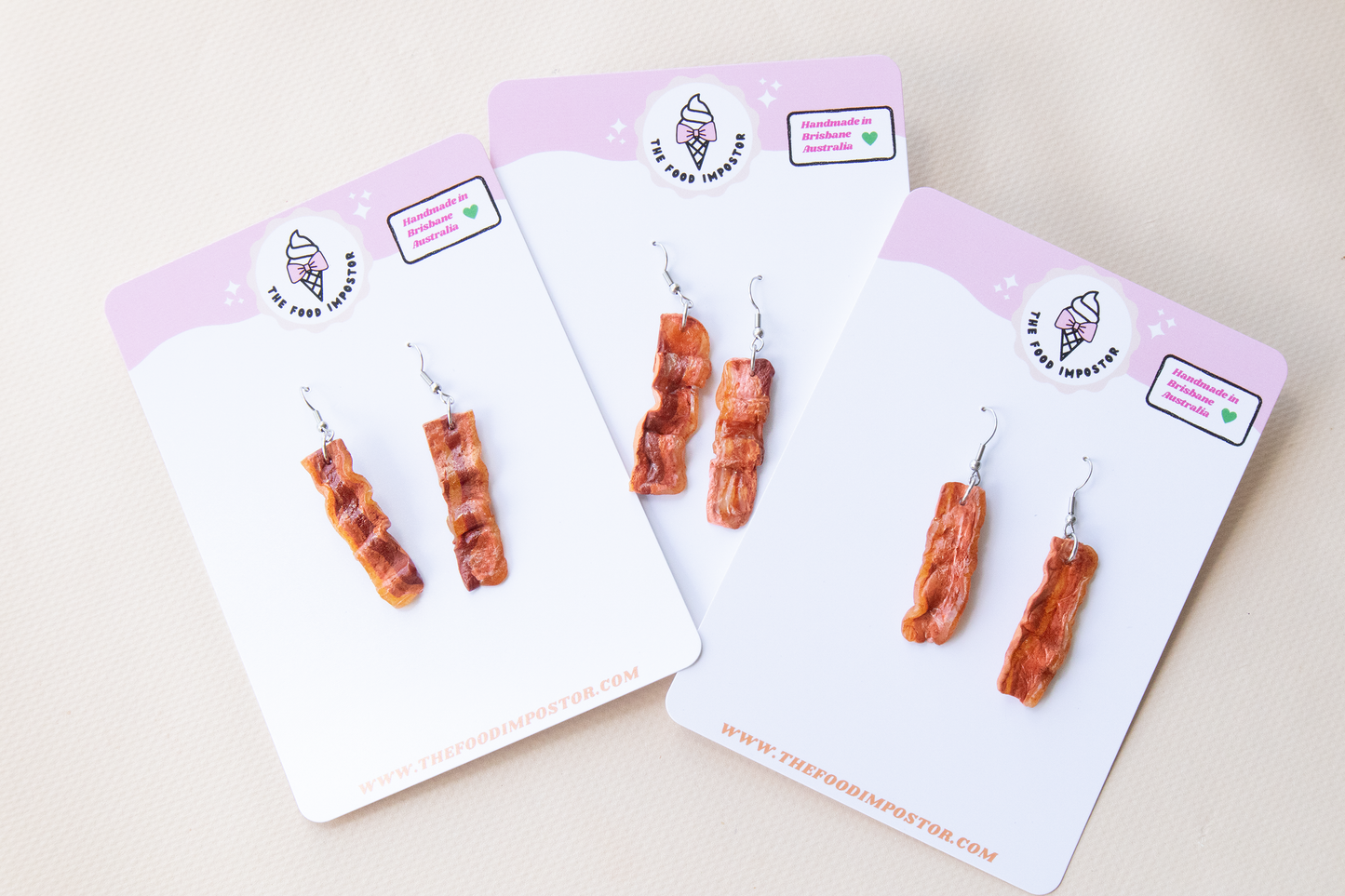 NEW! Realistic CRISPY BACON EARRINGS – Handmade Food-Themed Gift