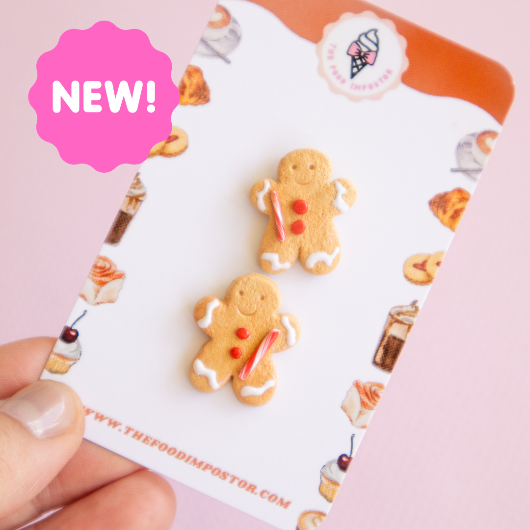NEW!  Christmas Ginger Bread Men Stud Earrings