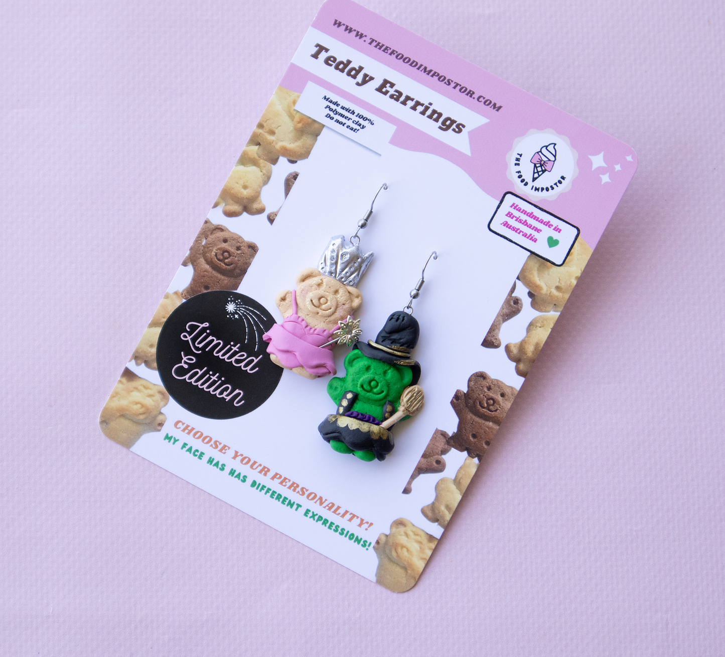 NEW!  MISMATCH Glinda & Elphaba Earrings ✨ WICKED inspired ✨ Limited Edition Wicked Tiny Teddy Earrings