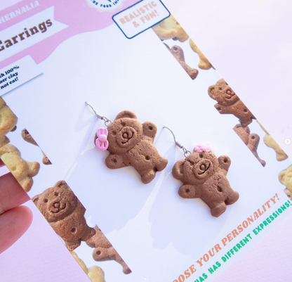 TINY TEDDY HAPPY & CHEEKY EARRINGS/BROOCH/KEYCHAIN