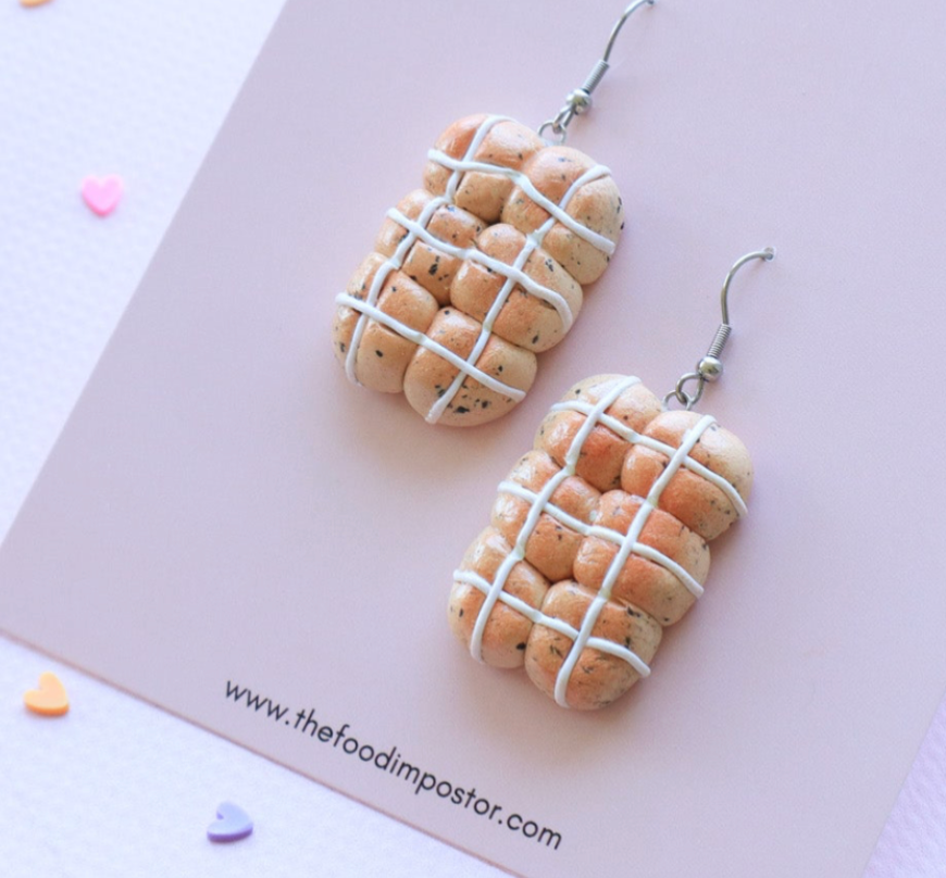 NEW! SIX PACK HOT CROSS BUN EARRINGS 🥖💕🐰