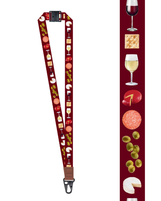NEW! LEATHER WINE & CHEESE LANYARD
