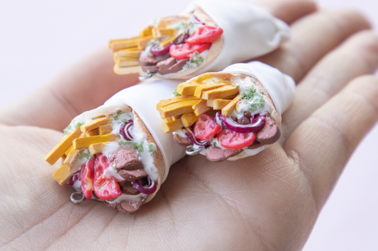 NEW! Hyper Realistic Yiros Earrings – Handmade Food Jewelry, Polymer Clay Earrings on hooks