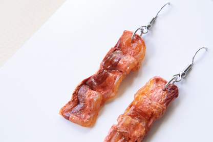 NEW! Realistic CRISPY BACON EARRINGS – Handmade Food-Themed Gift