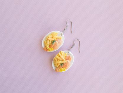 NEW! Fish and Chip Earrings – Handmade Food Jewelry, Polymer Clay Dangle Earrings
