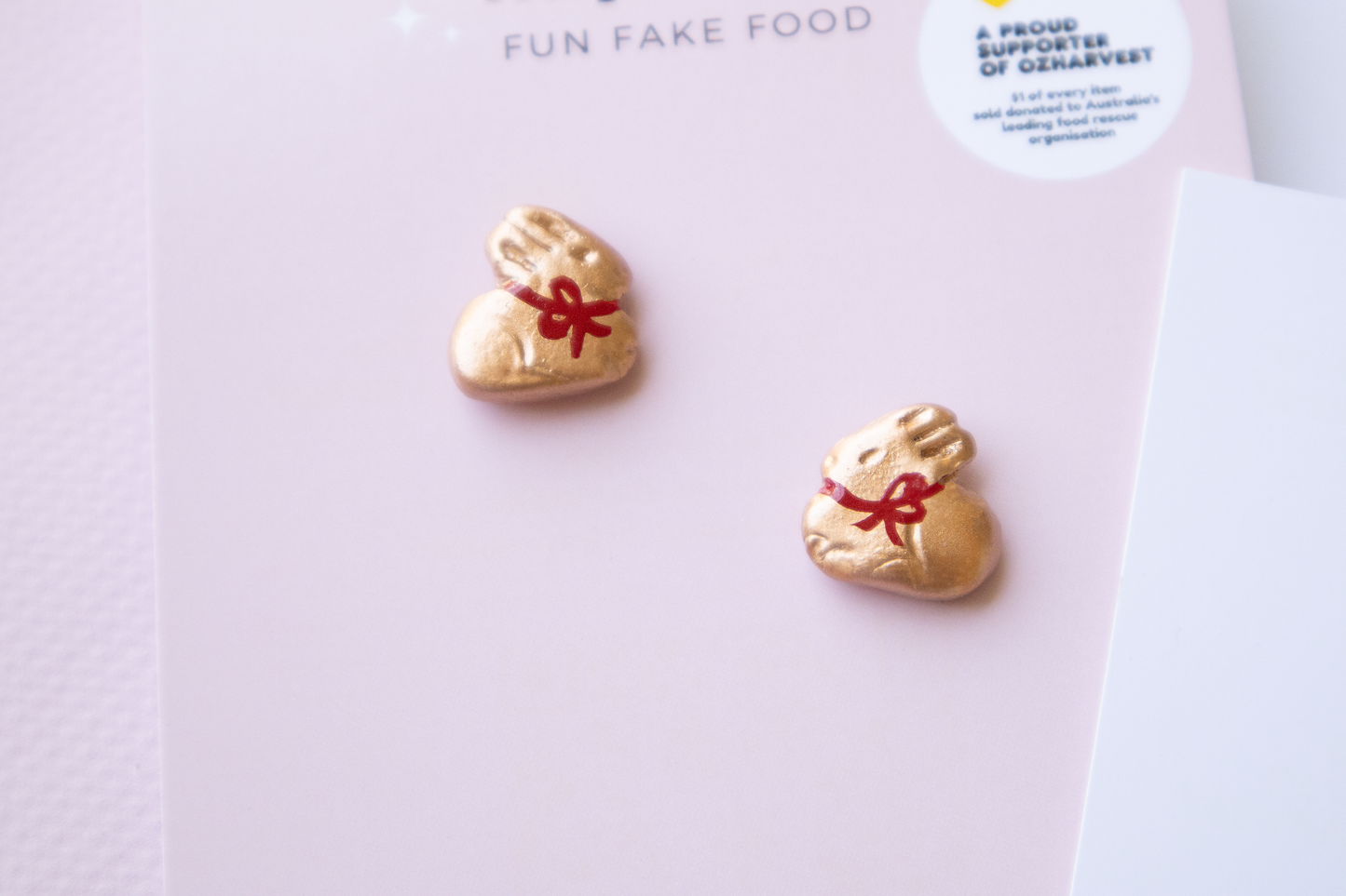 NEW! SUPER CUTE Lindt Bunny Earrings – Handmade Food Jewelry, Polymer Clay STUD Earrings