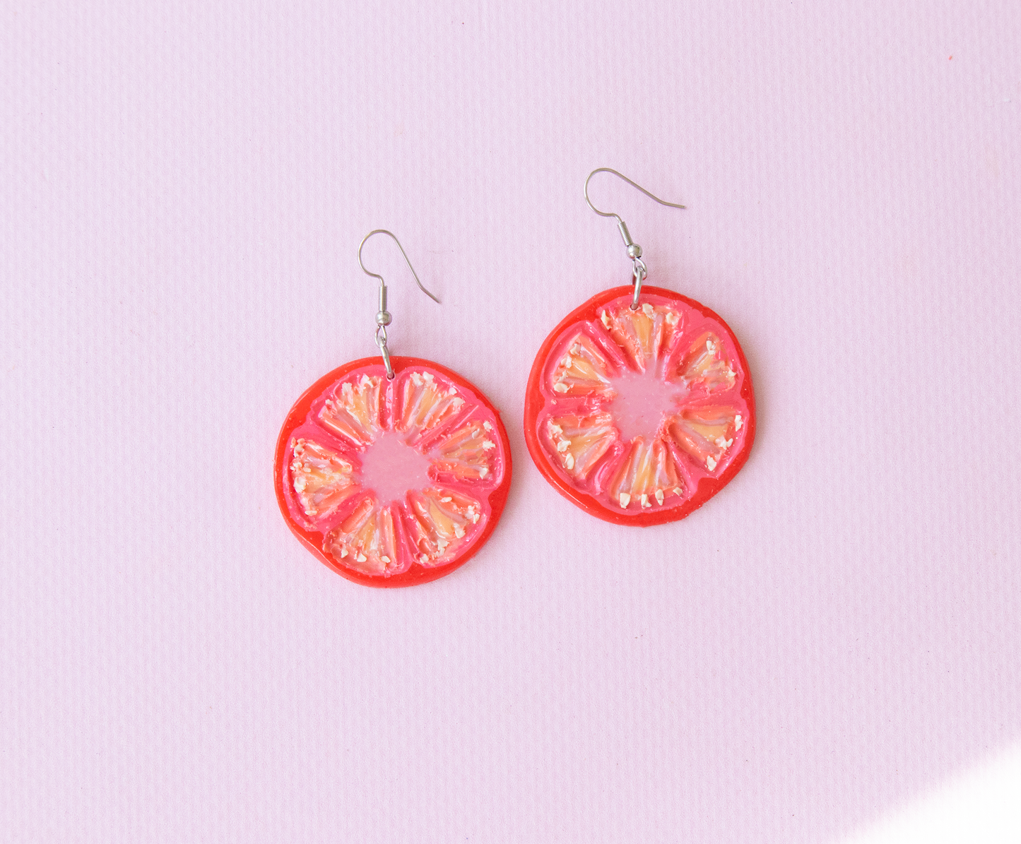 Realistic Mega Tomato Slice Earrings – Handmade Food Jewellery, Polymer Clay Dangles