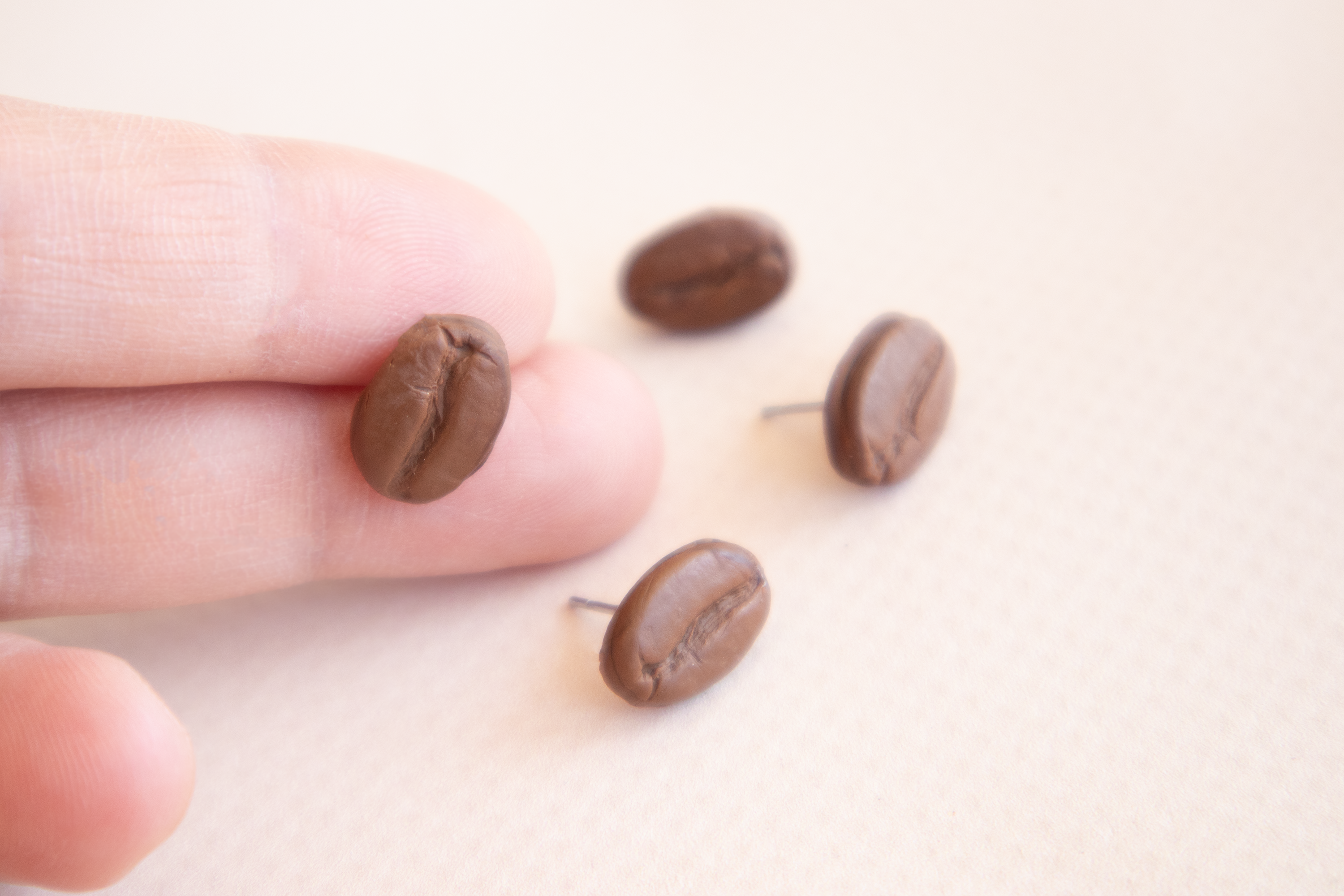 The Food Impostor realistic coffee bean stud earrings