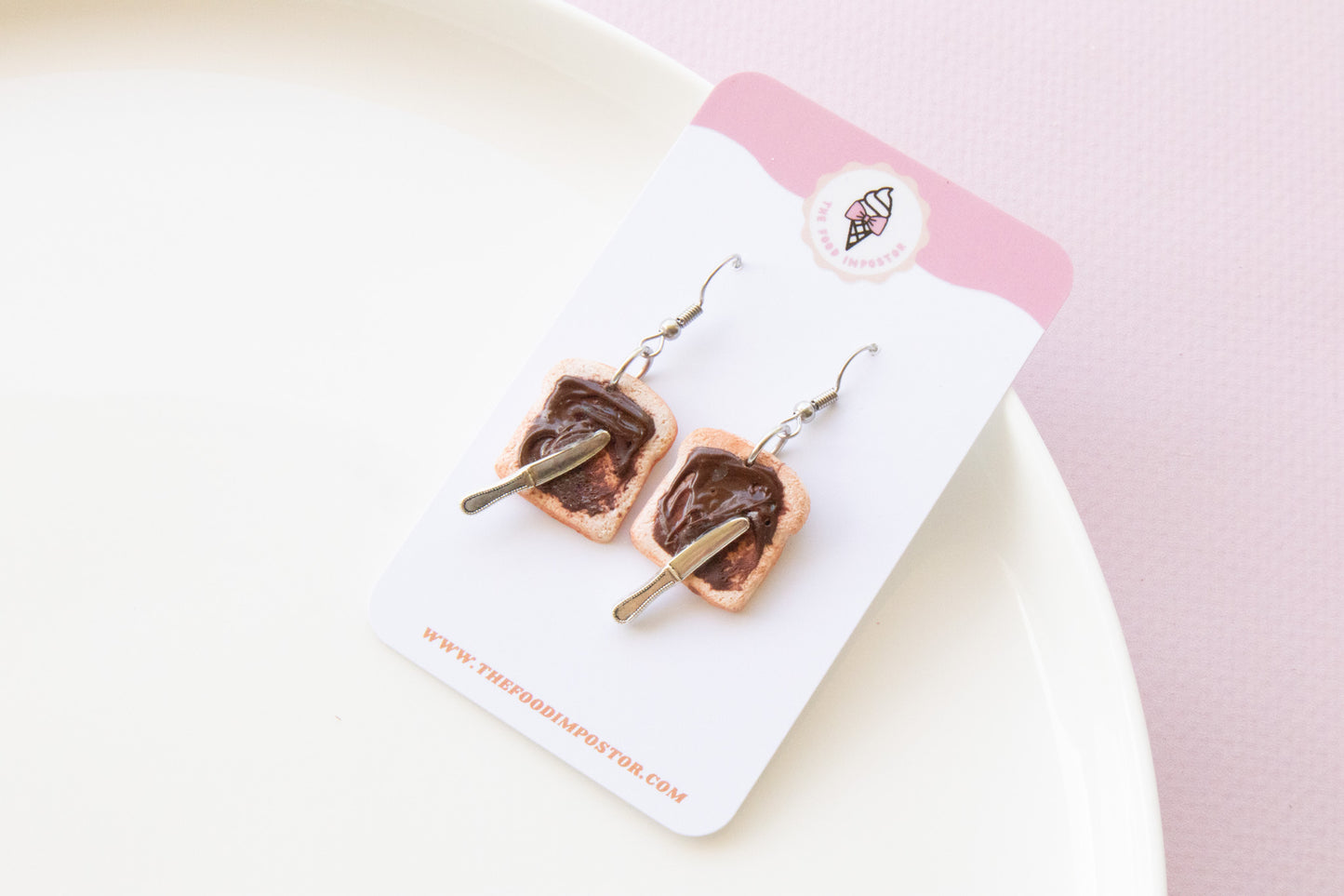 NEW! Nutella Toast Earrings – Handmade Food Jewelry, Polymer Clay Dangle Earrings