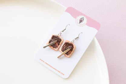 NEW! Nutella Toast Earrings – Handmade Food Jewelry, Polymer Clay Dangle Earrings