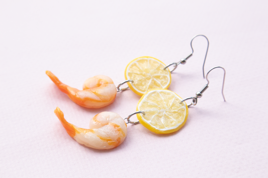 NEW! Lemon & Prawn Statement Earrings | Handmade Food Earrings