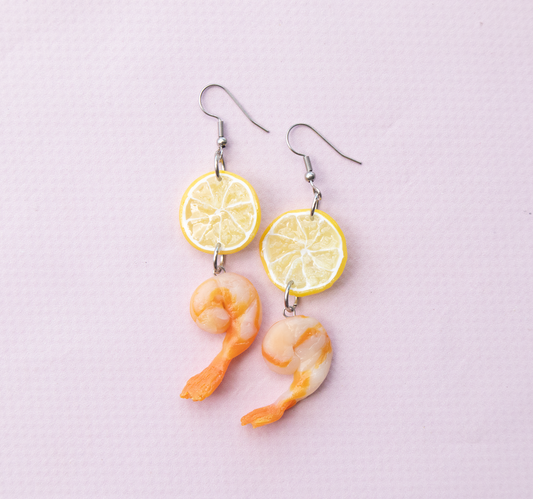 NEW! Lemon & Prawn Statement Earrings | Handmade Food Earrings
