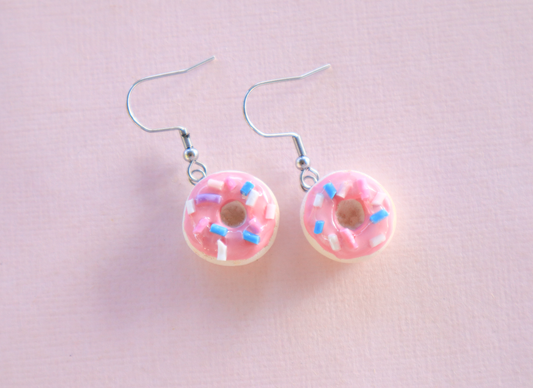 Pink Sprinkle Donut Earrings